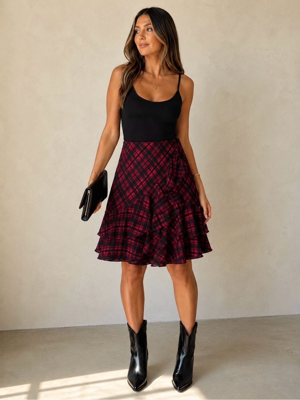 Ralph Lauren Ruffled Plaid Skirt